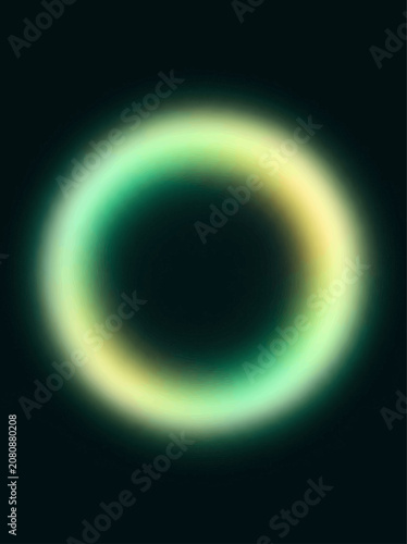 Abstract Glowing Neon Green and Yellow Gradient Circle Ring on Dark Background
