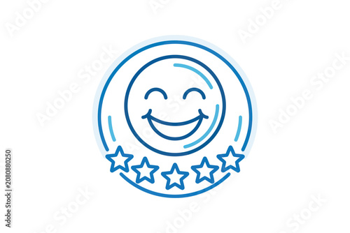 Happy Smiley Face Five Star Badge Design