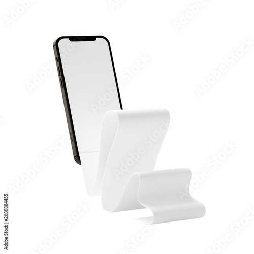 Surreal 3D Smartphone Mockup with White Liquid Screen Extending into Abstract Wave Flow for Creative Digital Design
