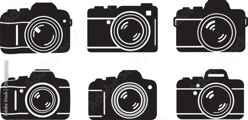 Photos Camera vector silhouette illustration set, high quality vector silhouette, fully editable vector art
