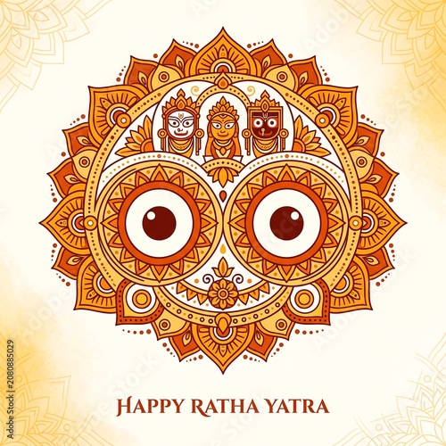 Ornamental ratha yatra greeting card design