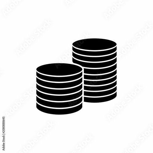 Black and white illustration of stacked coins.