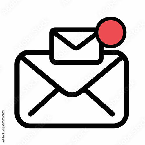 Simple icon of an envelope with notification.