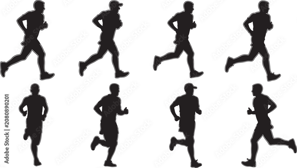 Obraz premium Runner silhouette illustration, editable vector people, sports icon, healthy lifestyle.