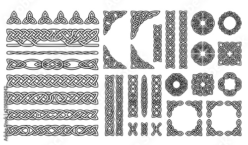 Cuadro en lienzo Celtic Infinity Knot Border Monochrome Vector Pack