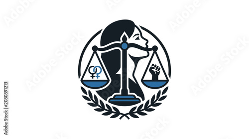 Foto Feminism Equality Symbol Scales Justice Woman Power Fist Law