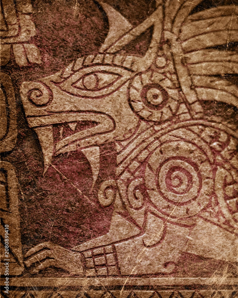 Fototapeta premium Lord Tezcatlipoca Art Showing Ancient Design and Cultural Heritage in Mexico