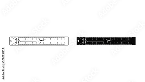 Foto Measuring Tools Comparison: A clear visual comparison showcasing two folding rulers, one in a crisp outline and the other in a solid black design