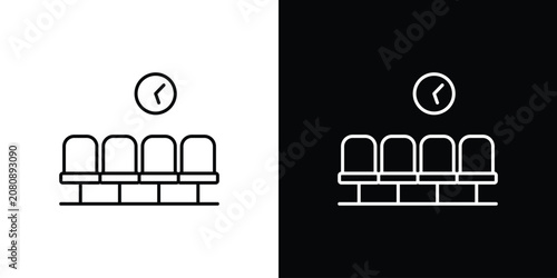 Photos Waiting Room icon line vector collection