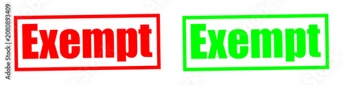 Schilderij op canvas Red and green stamps with the word Exempt in bold lettering