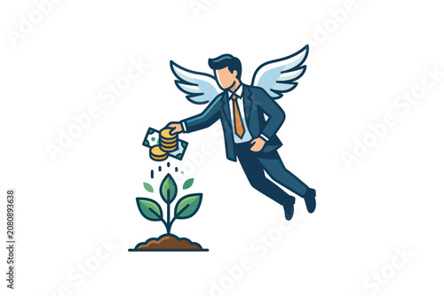 Angel Investor Funding Startup Growth Illustration