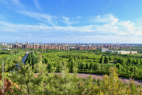 High Angle View of Ordos City Surrounded by the Open Landscapes of Inner Mongolia