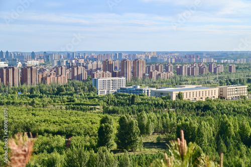 Modern Cityscape of Ordos Under Bright Daylight in Inner Mongolia, China