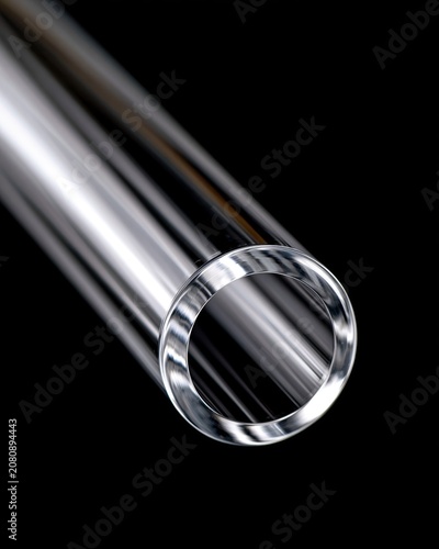 Polycarbonate Tube With Clear Edges on a Dark Background