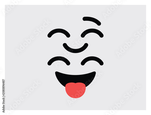 舌を出してウィンクしている顔のベクターイラスト