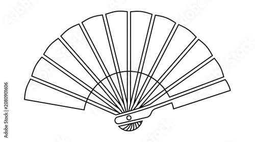 Folding Fan Line Art Silhouette handheld accessory