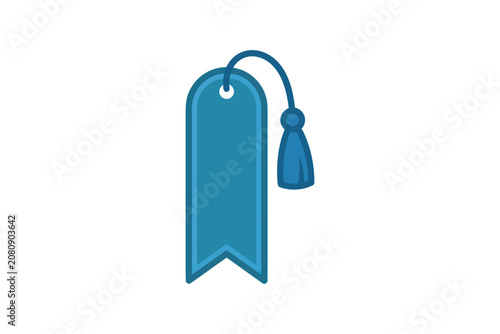 Blue Bookmark with Tassel Vector Illustration