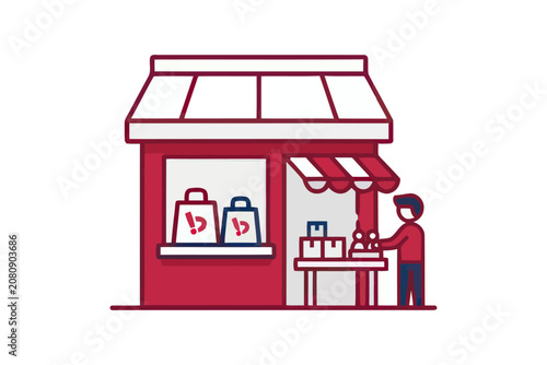 Small Retail Shop Vector Illustration