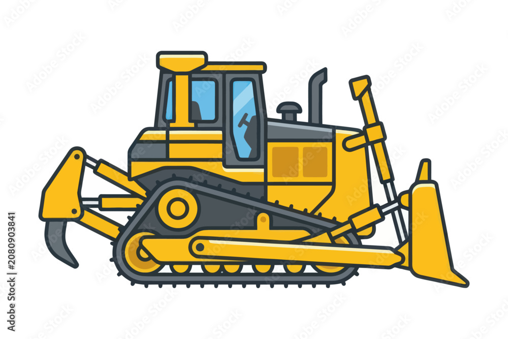 Obraz premium Yellow Bulldozer Vector Illustration