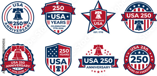 Obraz na płótnie USA 250th anniversary celebration badges and labels with patriotic symbols and t