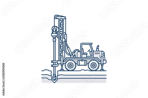 Industrial Drilling Rig Vector Illustration