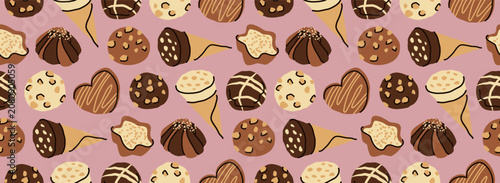 Chocolate candy seamless pattern vector illustration for textile fabric and sweet wrapper design