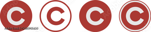 Copyright icon, outline vector symbol, thin linear logo for copyright protection, legal notices, intellectual property, and digital interface design.