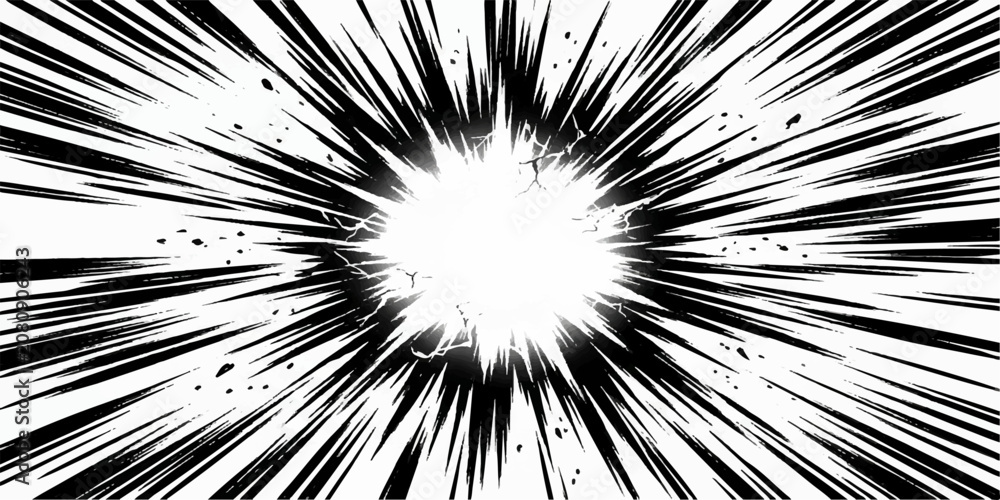 Fototapeta premium Comic book style action speed line explosion effect with explosion abstract background contrast illustration