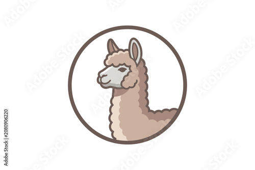 Cute Llama Circular Badge Design
