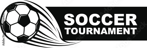 Soccer tournament logo with dynamic soccer ball