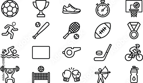 Sports icons and equipment illustrations
