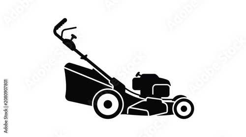 Lawnmower Silhouette Against A White Background mower