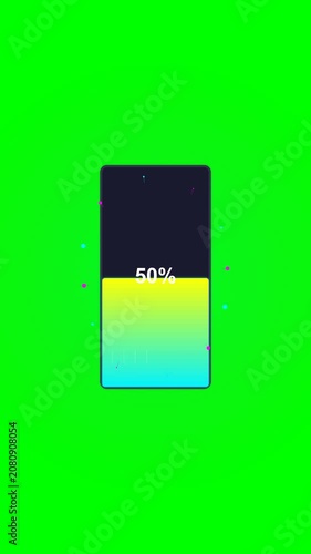 Digital Progress Bar Loading Percentage Animation on Green Screen