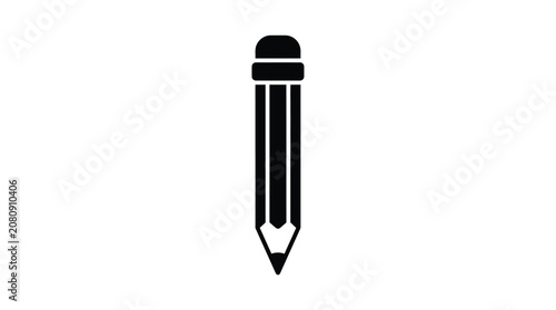 Pencil With Eraser Silhouette Black And White Graphic