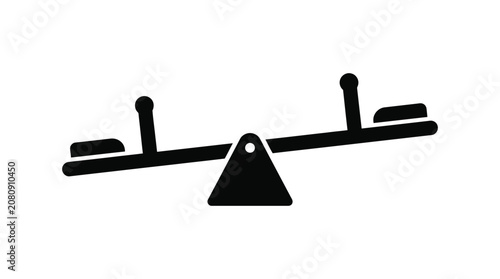 Fotografie Seesaw Silhouette Against A White Background teeter totter