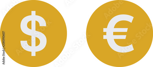 Currency, International currency coin icon set, gold forex money symbols, editable vector icons for finance, banking, investment, trading, and global payments.