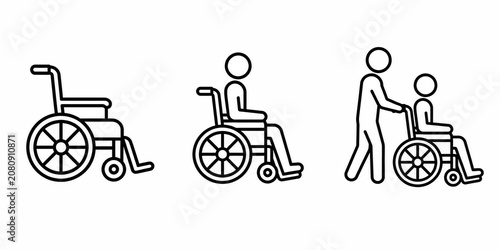 Set of wheelchair and disabled person icons