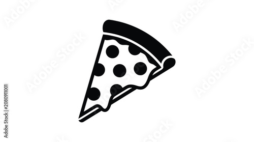 Pizza Slice Silhouette On White Background food