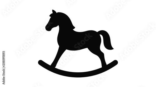 Rocking horse silhouette against a white background