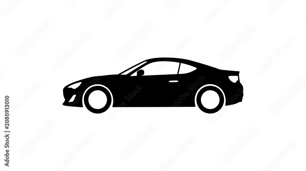 Fototapeta premium Sports car side view silhouette against a white background