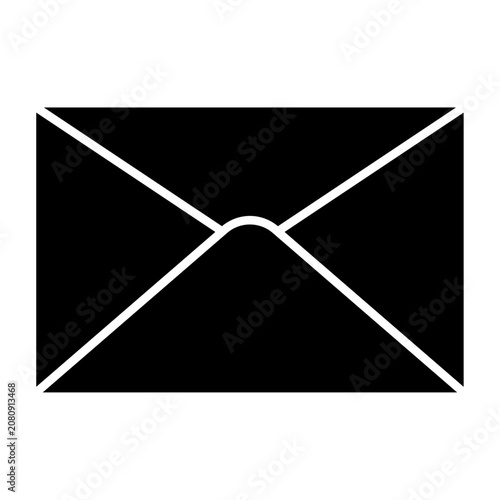 Minimalist Black Envelope Icon for Mail and Message Communication