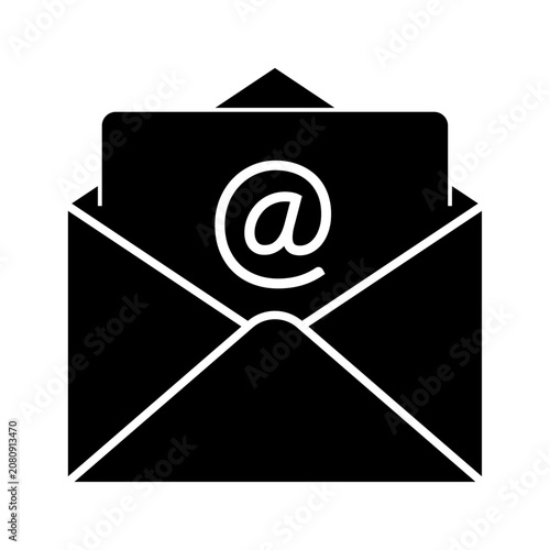 Email Message Envelope Vector Icon with At Symbol
