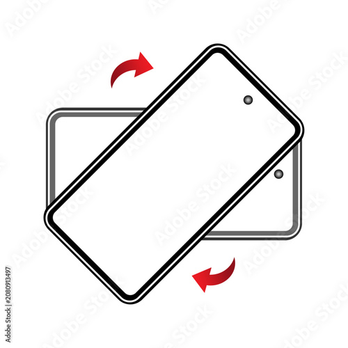Smartphone Screen Rotation Icon with Red Arrow Indicators
