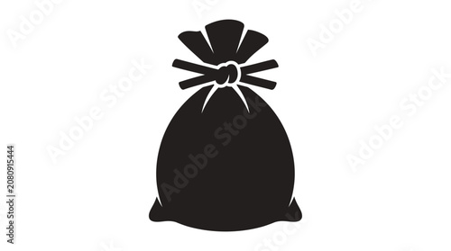 Black sack silhouette with drawstring closure simple graphic style silhouette