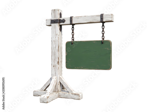Old Wooden Signboard with Blank Display Isolated on White Background Rustic Wooden Billboard for Advertising Marketing Business Poster and Banner Design Illustration