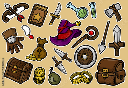 Fantasy RPG Item Icons Hand Drawn Doodle Game Assets Pack