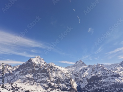 snow covered mountains in winter, winter mountain landscape, winter landscape in the alps