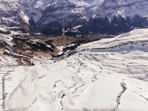 snow covered mountains in winter, winter mountain landscape, winter landscape in the alps