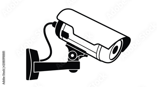 Security camera illustration black and white silhouette