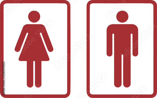 Restroom, symbol icon set, male and female restroom icons, public bathroom symbols for offices, malls, airports, hotels, and commercial buildings.